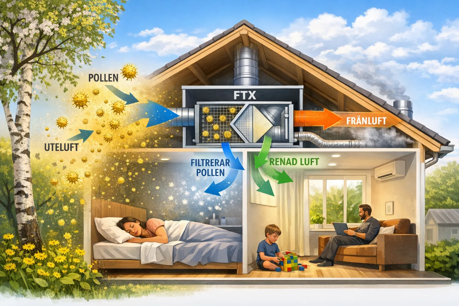 Illustrativ bild för Pureflow artikelPollensäsongen inomhus – hur FTX-system med filter kan rädda våren